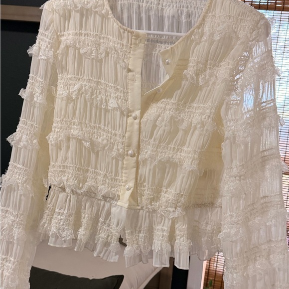 Tops - Elegant Cream Lace Blouse
